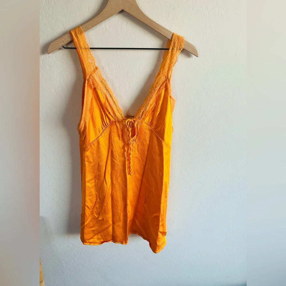 Zara Orange Contrasting Lace Satin Effect Mini Dress Size M Sexy Festival Vacay - Picture 3 of 6